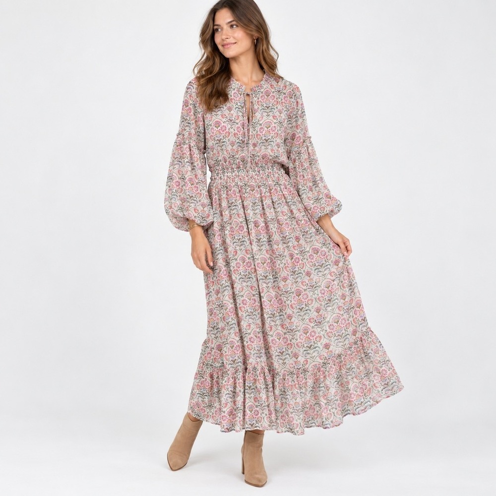 MISA Los Angeles Amata Floral Maxi Dress Womens M Somorset Print Ruffle Boho